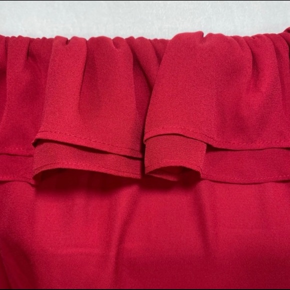 Mercantile J.Crew Red RuffleOff The Shoulder Top - Picture 4 of 6